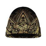 Gold Om Lotus Print Beanie