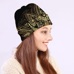 Gold Om Lotus Print Beanie