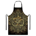 Gold Om Lotus Print Bib Apron With Pocket