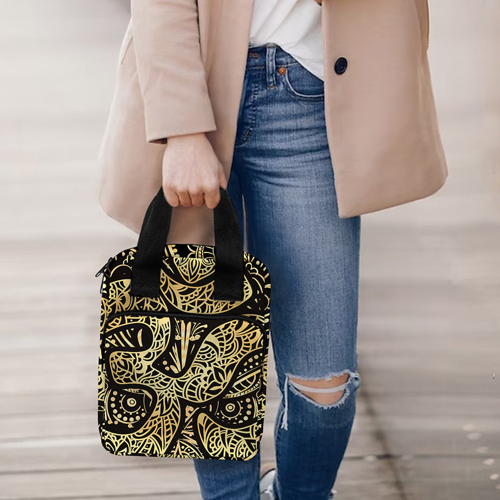 Gold Om Lotus Print Bible Tote Bag