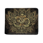 Gold Om Lotus Print Bifold Wallet