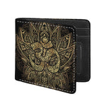 Gold Om Lotus Print Bifold Wallet