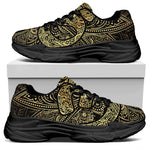 Gold Om Lotus Print Black Chunky Shoes