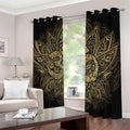 Gold Om Lotus Print Dimout Grommet Curtains