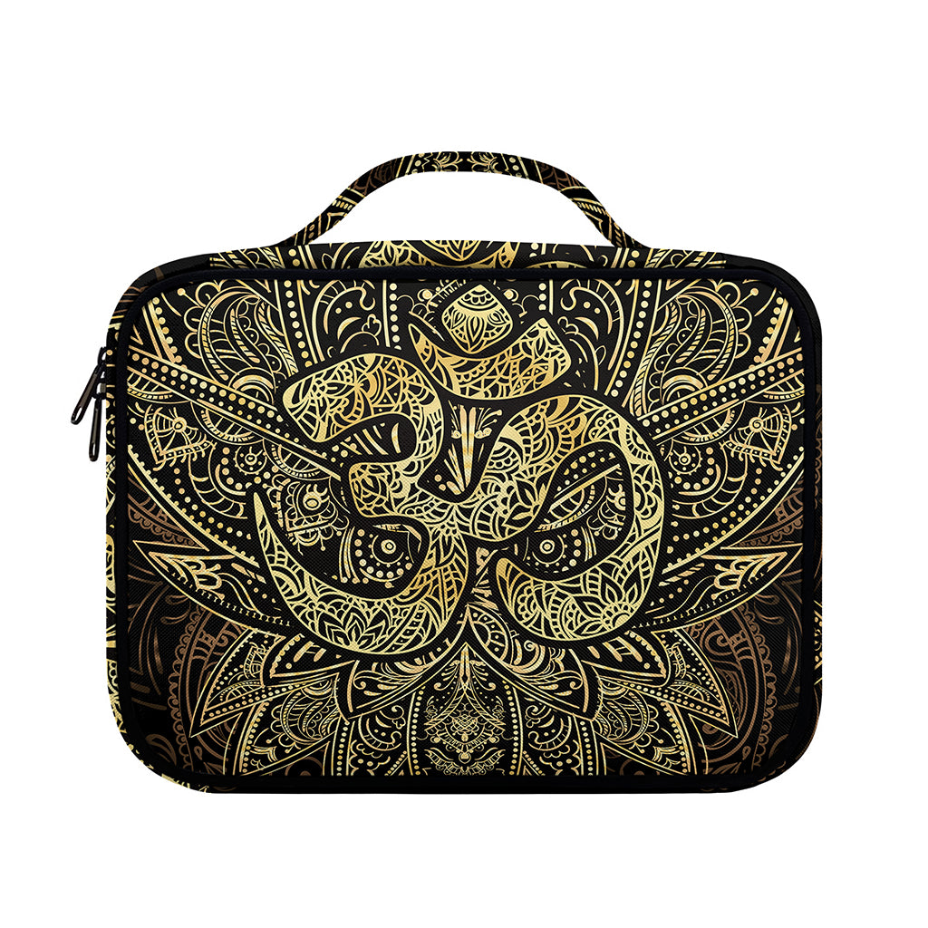 Gold Om Lotus Print Briefcase Bible Bag