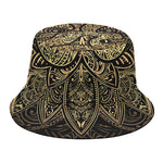 Gold Om Lotus Print Bucket Hat