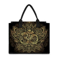 Gold Om Lotus Print Canvas Tote Bag