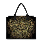 Gold Om Lotus Print Canvas Tote Bag