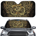 Gold Om Lotus Print Car Windshield Sun Shade