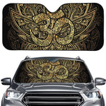Gold Om Lotus Print Car Windshield Sun Shade
