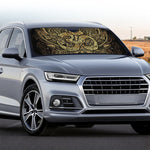 Gold Om Lotus Print Car Windshield Sun Shade