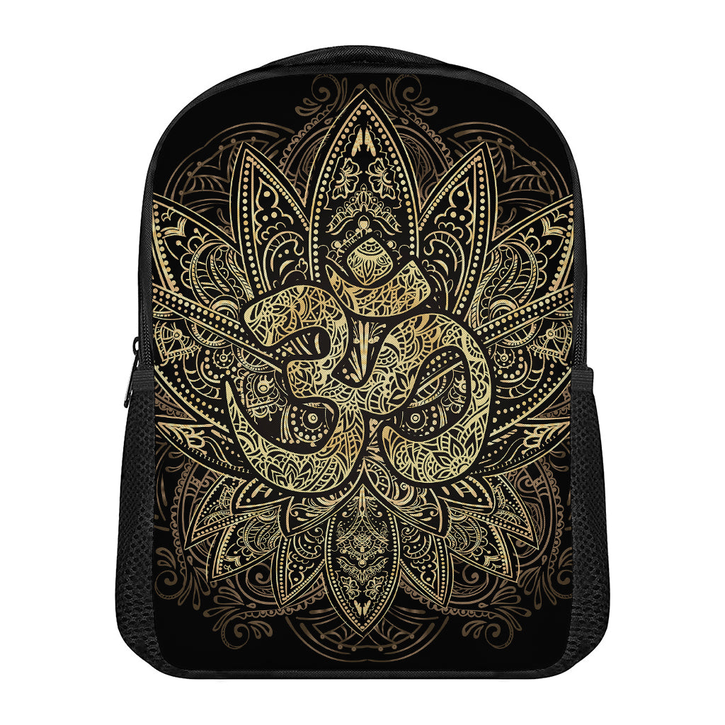 Gold Om Lotus Print Casual Backpack