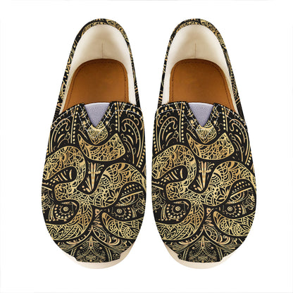 Gold Om Lotus Print Casual Shoes