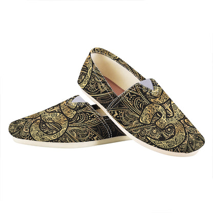 Gold Om Lotus Print Casual Shoes