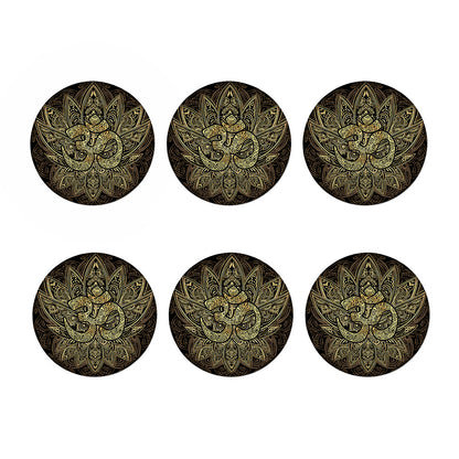 Gold Om Lotus Print Coaster Set