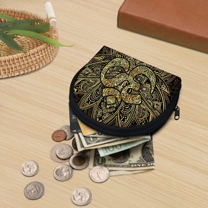 Gold Om Lotus Print Coin Purse
