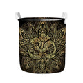 Gold Om Lotus Print Collapsible Laundry Basket