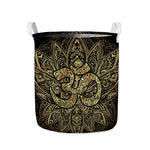 Gold Om Lotus Print Collapsible Laundry Basket