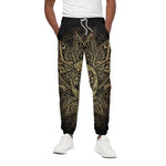 Gold Om Lotus Print Cotton Pants