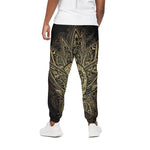 Gold Om Lotus Print Cotton Pants