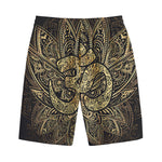 Gold Om Lotus Print Cotton Shorts