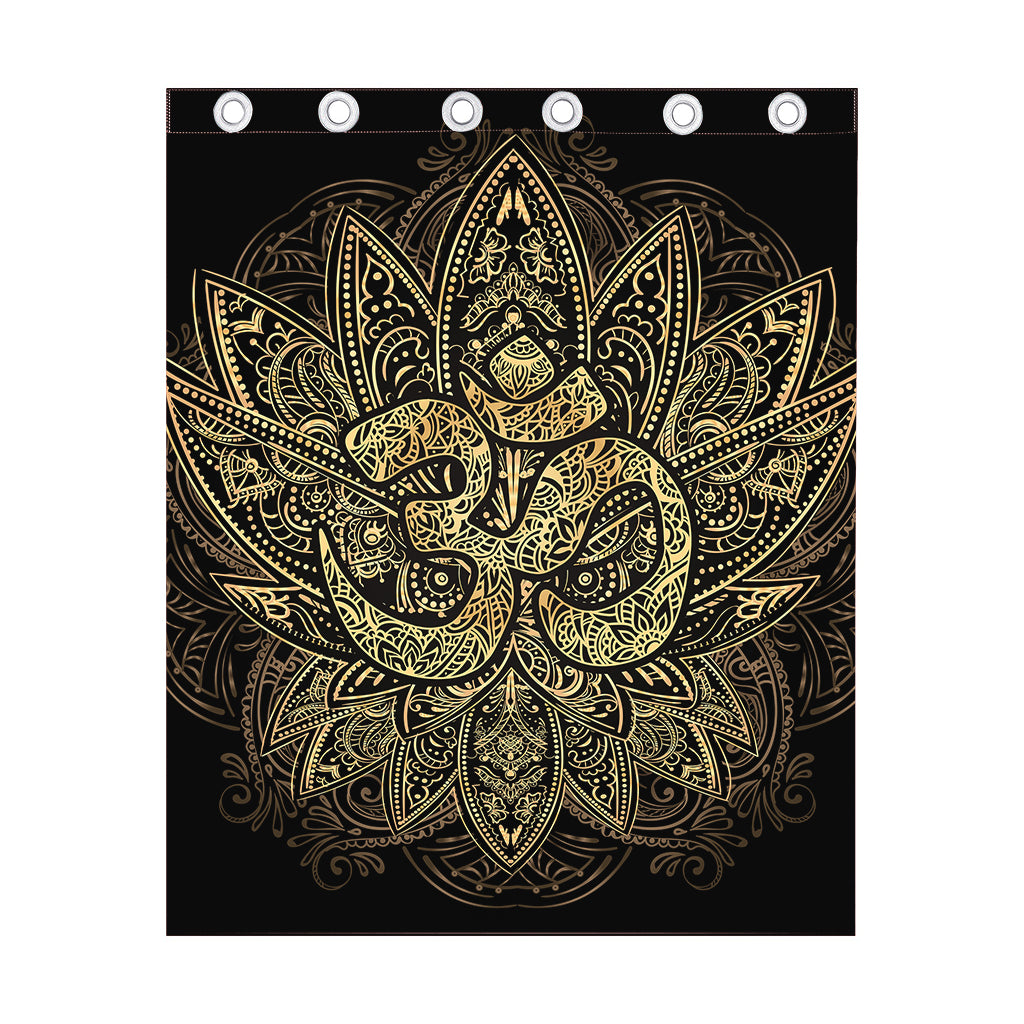 Gold Om Lotus Print Curtain