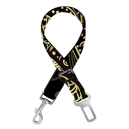 Gold Om Lotus Print Dog Seat Belt