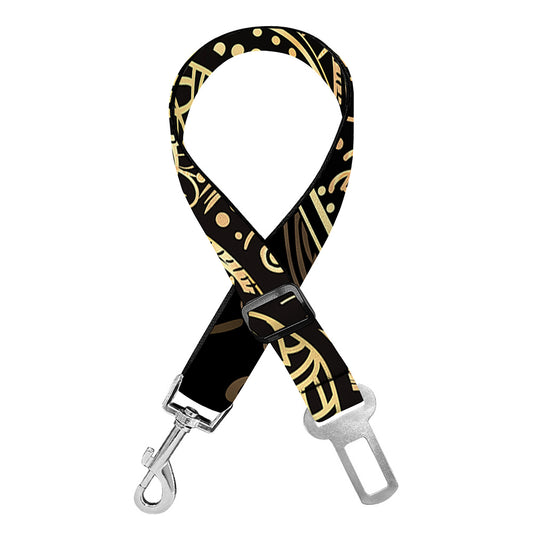 Gold Om Lotus Print Dog Seat Belt