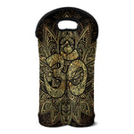 Gold Om Lotus Print Double Neoprene Wine Tote