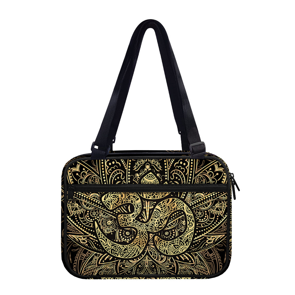 Gold Om Lotus Print Double Strap Bible Bag