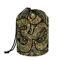 Gold Om Lotus Print Drawstring Makeup Bag