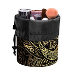 Gold Om Lotus Print Drawstring Makeup Bag