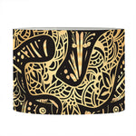 Gold Om Lotus Print Drum Lamp Shade