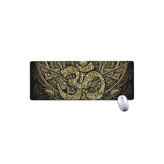 Gold Om Lotus Print Extended Mouse Pad
