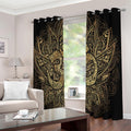 Gold Om Lotus Print Extra Wide Grommet Curtains