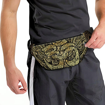 Gold Om Lotus Print Fanny Pack