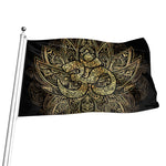 Gold Om Lotus Print Flag