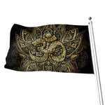 Gold Om Lotus Print Flag
