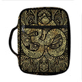 Gold Om Lotus Print Front Pocket Bible Bag