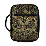 Gold Om Lotus Print Front Pocket Bible Bag