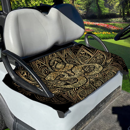 Gold Om Lotus Print Golf Cart Seat Cover