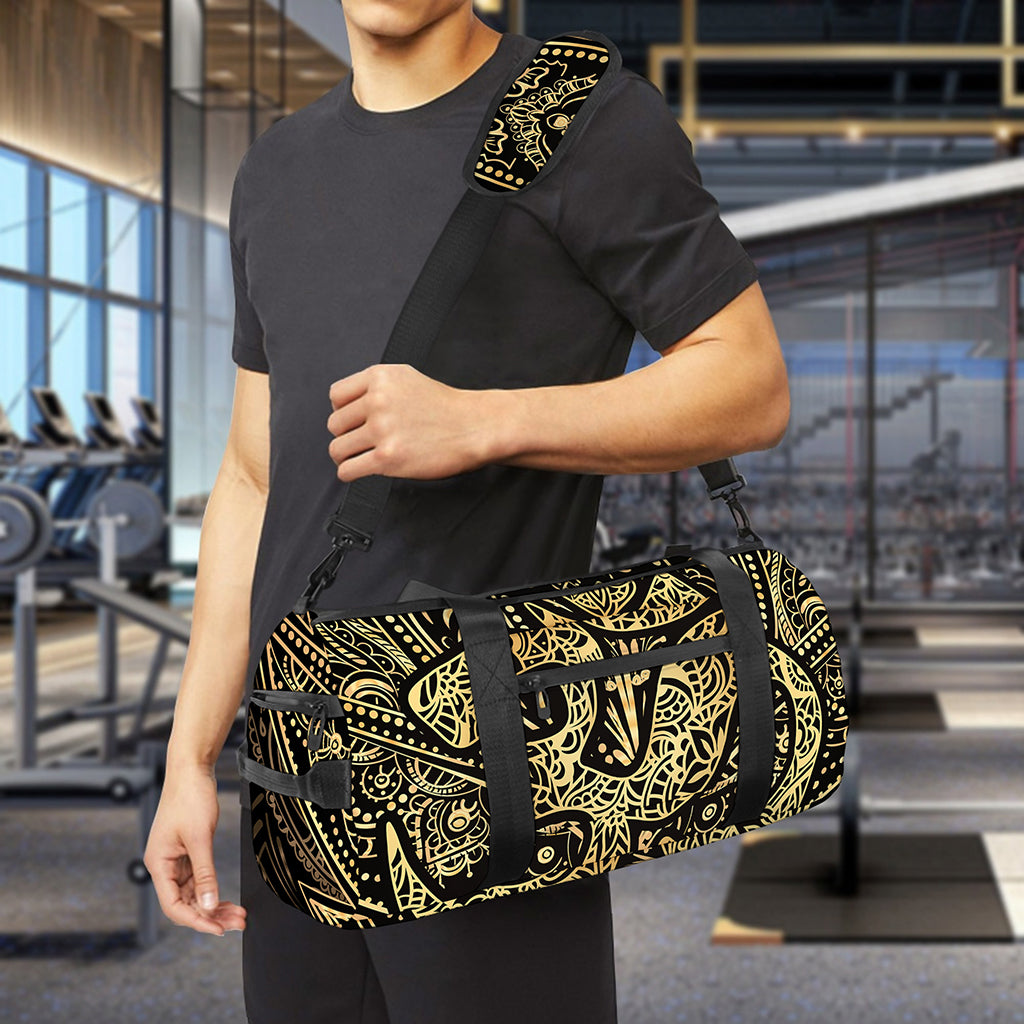 Gold Om Lotus Print Gym Bag