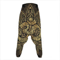 Gold Om Lotus Print Hammer Pants