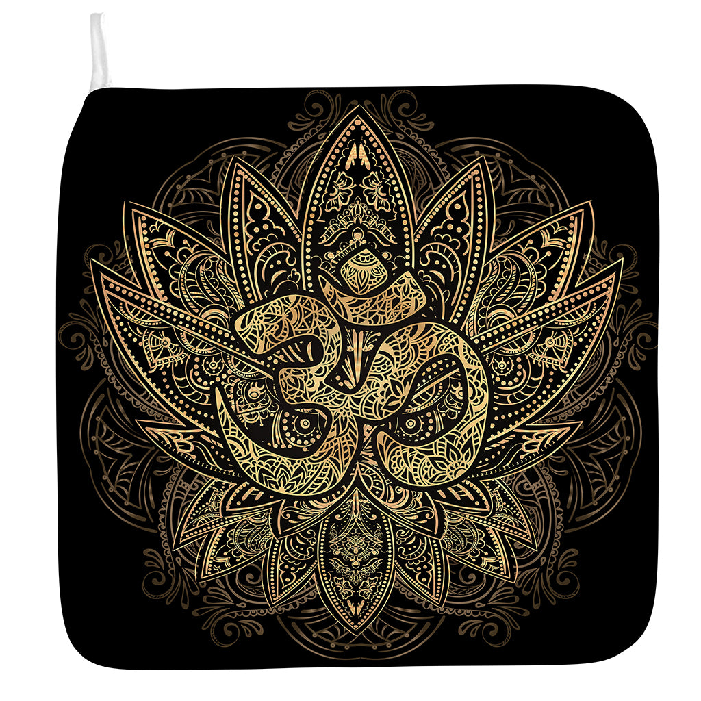 Gold Om Lotus Print Hand Towel