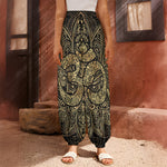 Gold Om Lotus Print Harem Pants