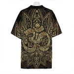 Gold Om Lotus Print Hawaiian Shirt