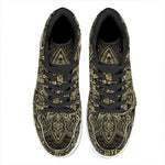 Gold Om Lotus Print High Top Leather Sneakers