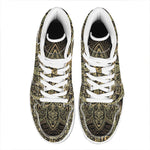 Gold Om Lotus Print High Top Leather Sneakers