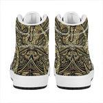 Gold Om Lotus Print High Top Leather Sneakers
