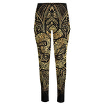 Gold Om Lotus Print High-Waisted Pocket Leggings